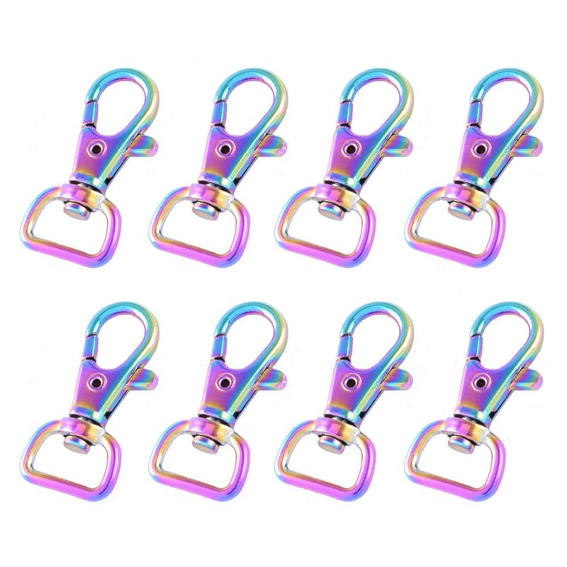 Rainbow Swivel Clasp Lanyard Snap Hook Lobster Claw Clasp 12 Key Chain Base Keys Webbing Clips Bag Purse Hardware for DIY Sewing Craft Jewelry Findings 20pcs Rainbow