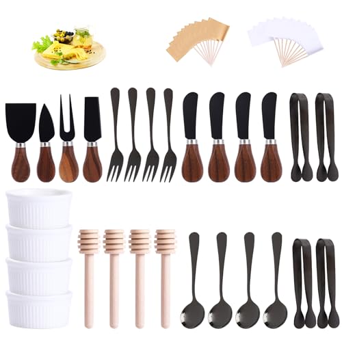 GUZE-US Charcuterie Boards Accessories(29 PCS) Cheese Spreaders for Charcuterie Board Mini Serving Spoon Fork Tongs Blank Toothpick Flags Bowl - Image 1