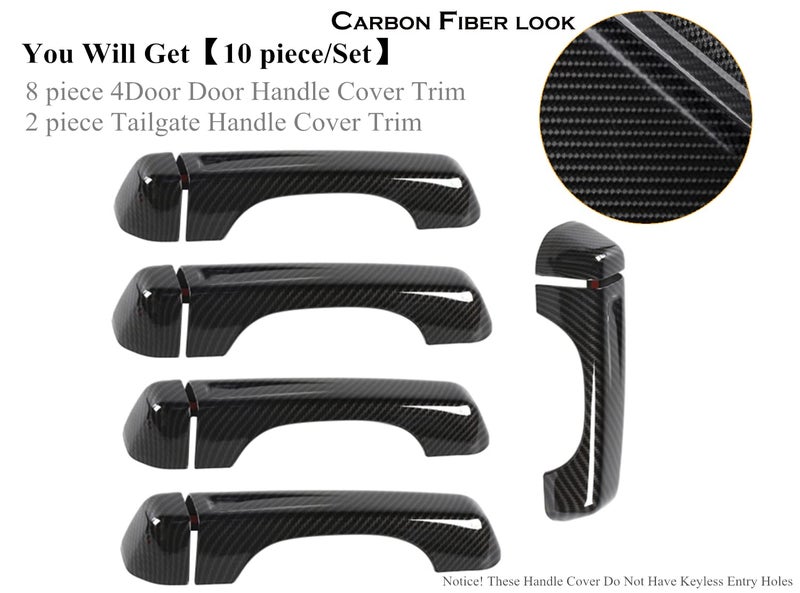 YOCTM 10PCS Door Tailgate Handle Covers Trim Compatible with Jeep Wrangler JL JLU 4XE Gladiator JT 2018-2025 Decoration Exterior Accessories (Carbon Fiber Look) - Image 3