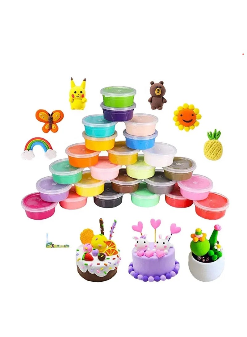 Air Dry Clay 24 Colors Magic Ultra Light Modeling Dough Non-Toxic DIY Creative Art Gift for Kids Girls