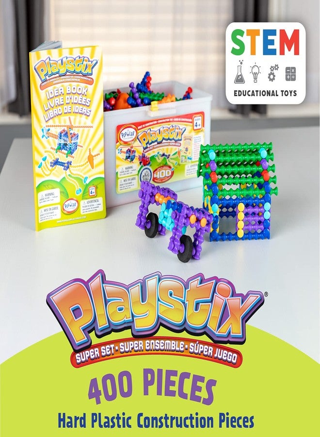 POPULAR PLAYTHINGS Playstix Super Set Construction Toy Building Blocks 400 Piece STEM Kit (90004) - Image 2