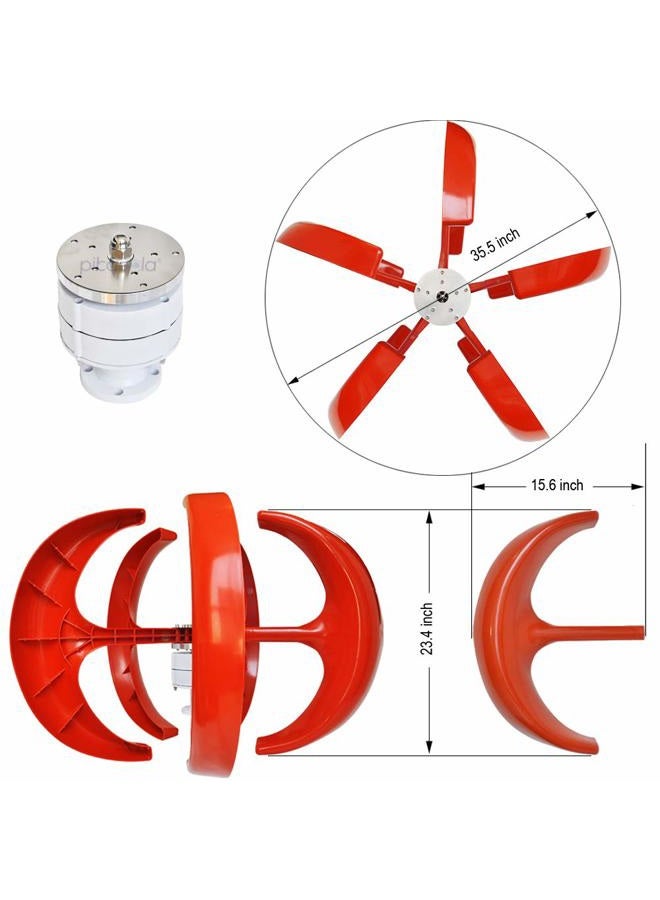 Pikasola Wind Turbine 200W max 220W 12V 5 Blade Wind Vertical Axis Generator 3 Phase AC Permanent Magnet Generator Wind Turbine Kit with Controller for Hybrid Wind Solar System - Image 5