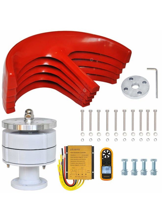 Pikasola Wind Turbine 200W max 220W 12V 5 Blade Wind Vertical Axis Generator 3 Phase AC Permanent Magnet Generator Wind Turbine Kit with Controller for Hybrid Wind Solar System - Image 2