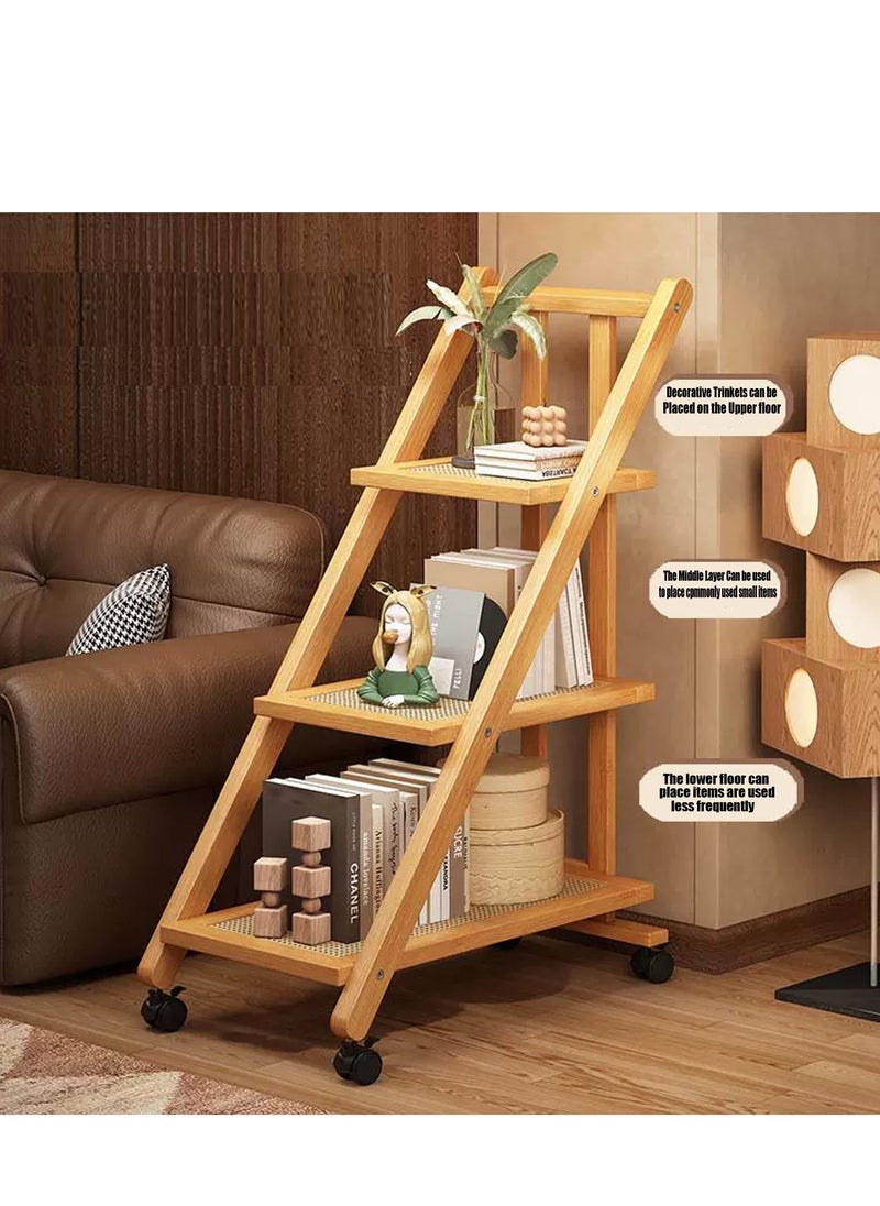 Generic FFD 3 Layer Bedside Desk Stand,Moveable Wooden Sofa Side Table with 4 Wheels Perfect Coffee Cart, Modern Corner Table  - Image 4