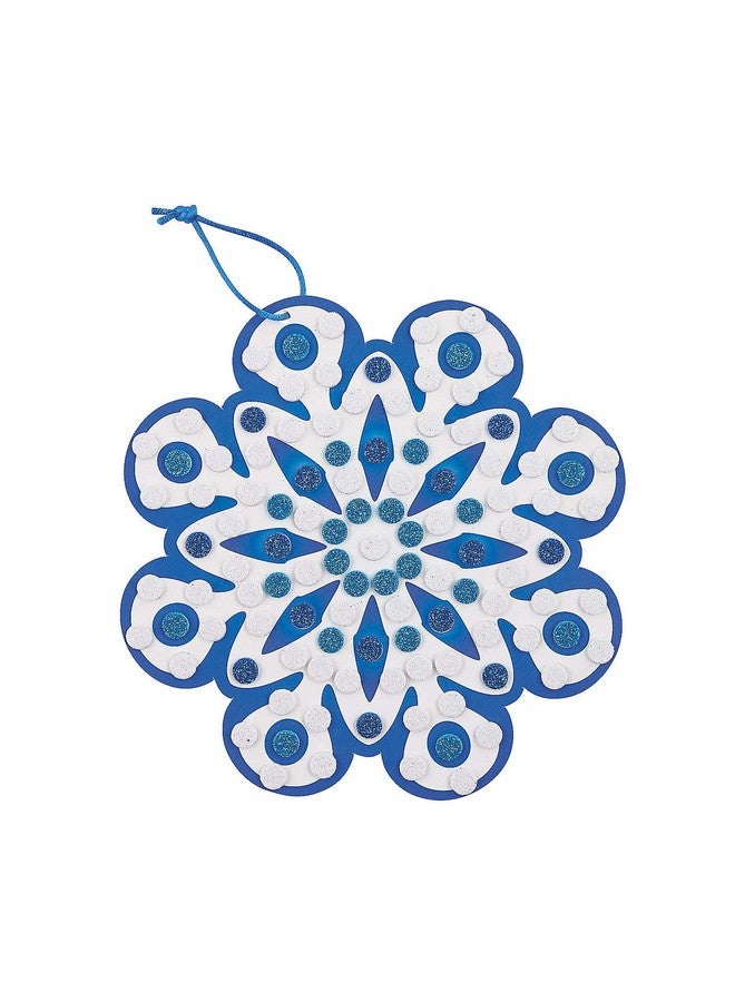 Fun Express Snowflake Glitter Foam Mosaic Craft Kit- Makes 12 - Crafts for Kids and Fun Home Activities