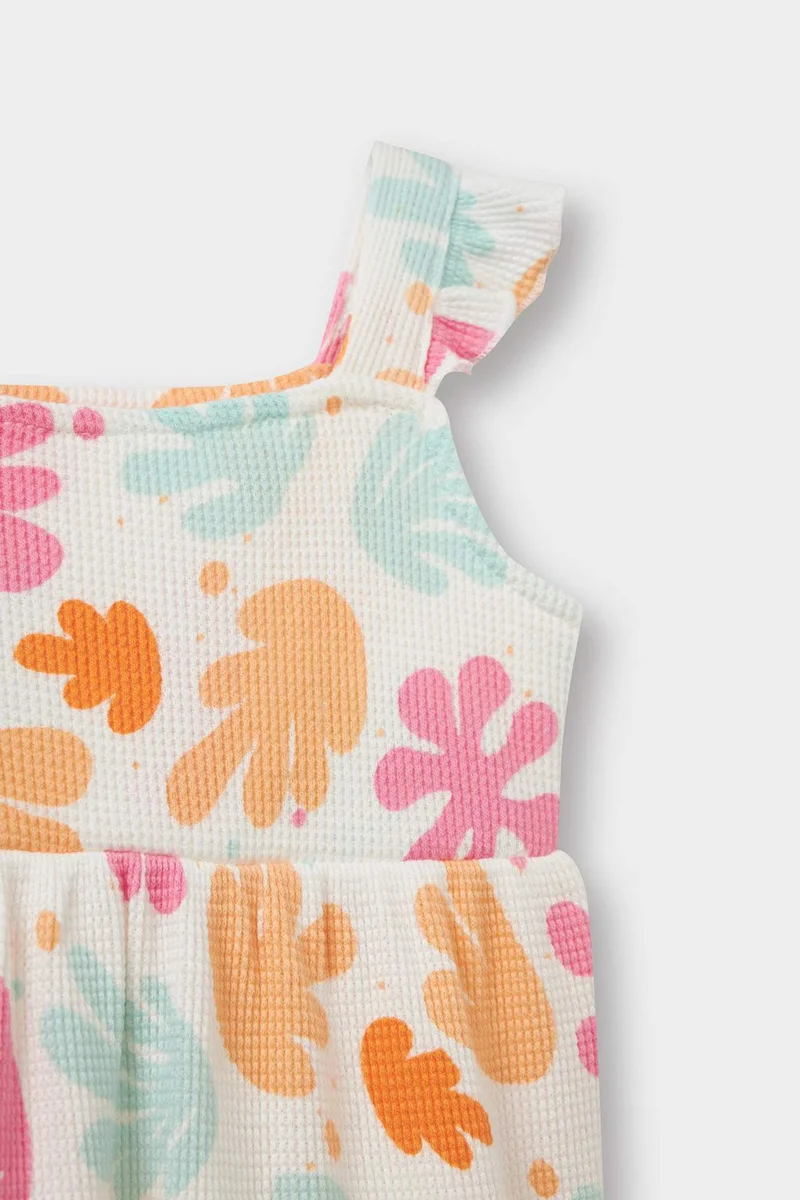 ديفاكتو Baby Girl Suspender Waffle Dress