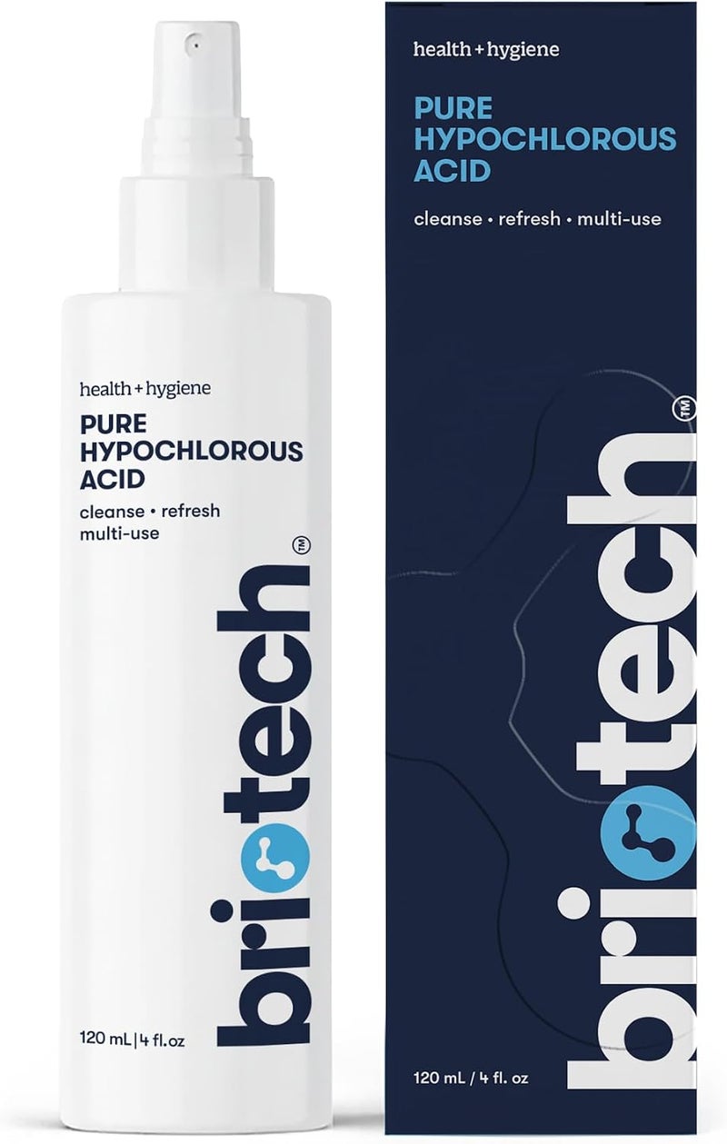 BRIOTECH Pure Hypochlorous Acid Spray and Cleanser, Original Premium HOCl Topical Solution, Multi-Purpose Cleaner, Family Approved & Pet Friendly, 4 fl oz - Image 1