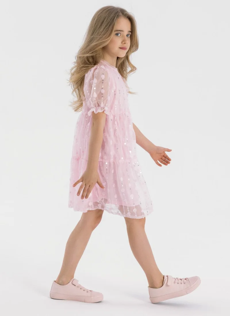 MINOTI Sequined Tulle Tiered Dress