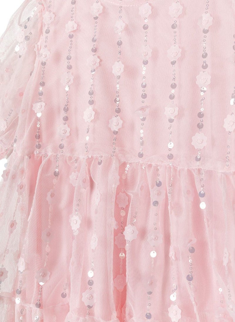 MINOTI Sequined Tulle Tiered Dress - Image 3