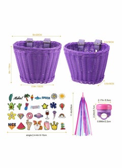 Excefore Bicycle Basket for Kid, Unicorn Children's Bike Handlebar Wicker Basket Bike Streamers Bell and Stickers, Bike Basket Front Decoration for Girls  - Image 4