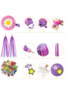 Excefore Bicycle Basket for Kid, Unicorn Children's Bike Handlebar Wicker Basket Bike Streamers Bell and Stickers, Bike Basket Front Decoration for Girls  - Image 3