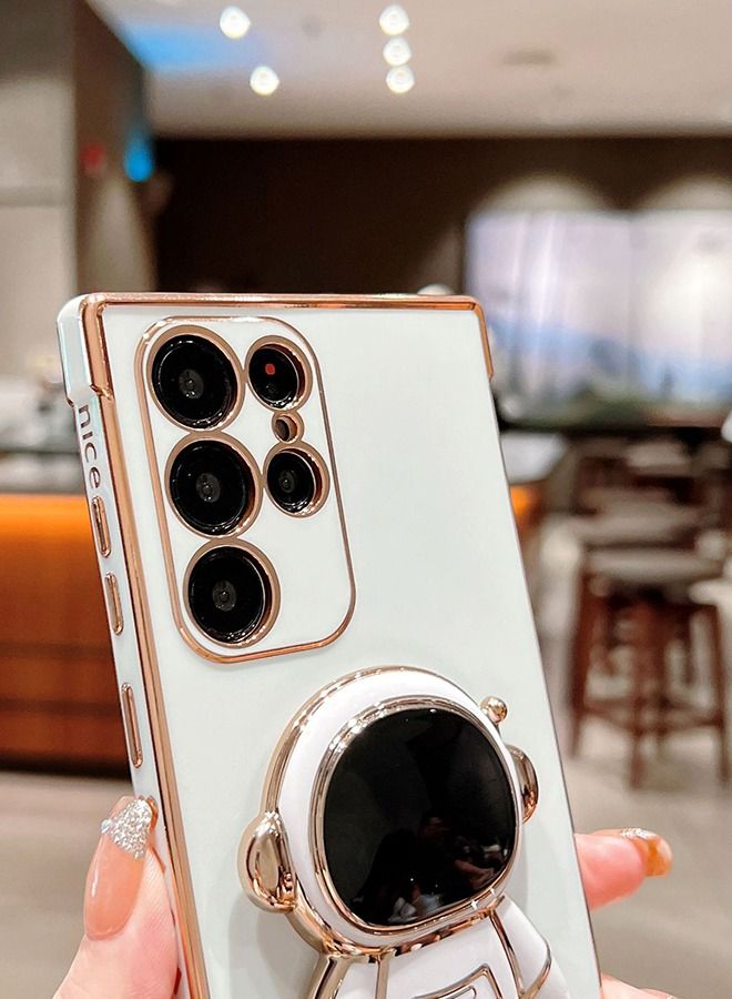 GROIC Phone Case for Samsung Galaxy S23 Ultra 6.8" 6D Electroplating Astronaut Phone Case Hidden Stand Protective Cover Astronaut Folding Bracket Phone Case with Camera Protector - Image 4