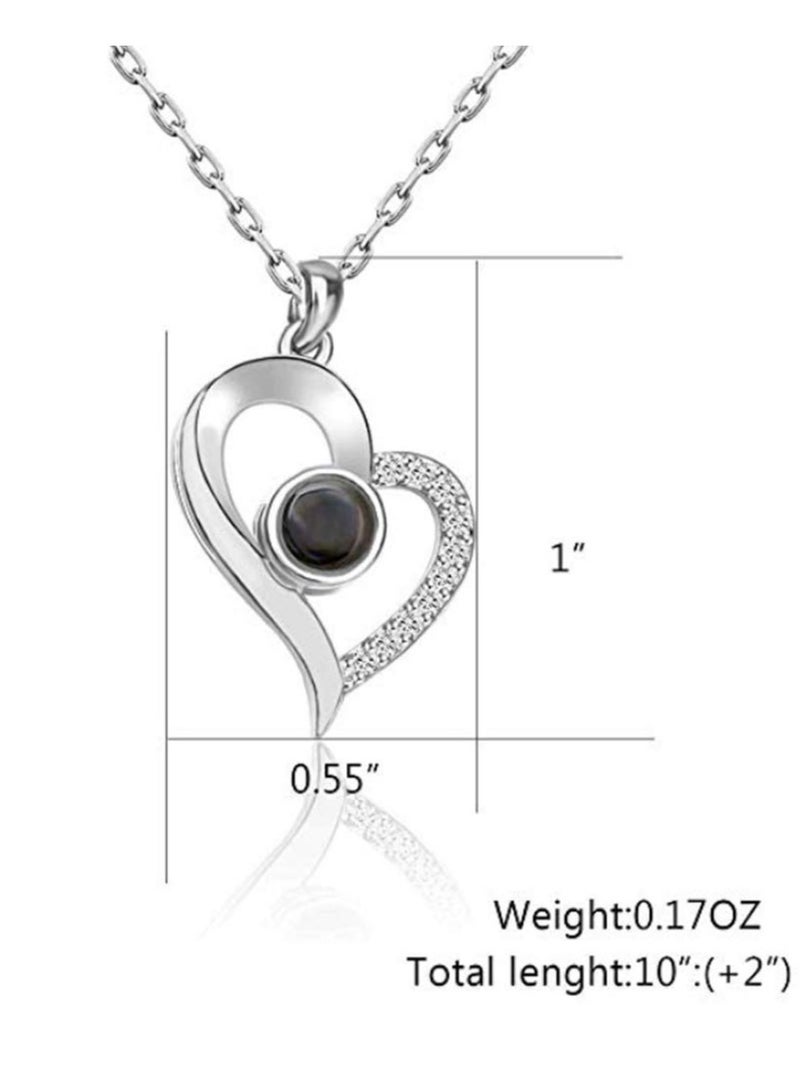 Necklace I Love You Necklace 100 Languages for Mom Wife Mother's Day Necklace,A-Silver - Image 2