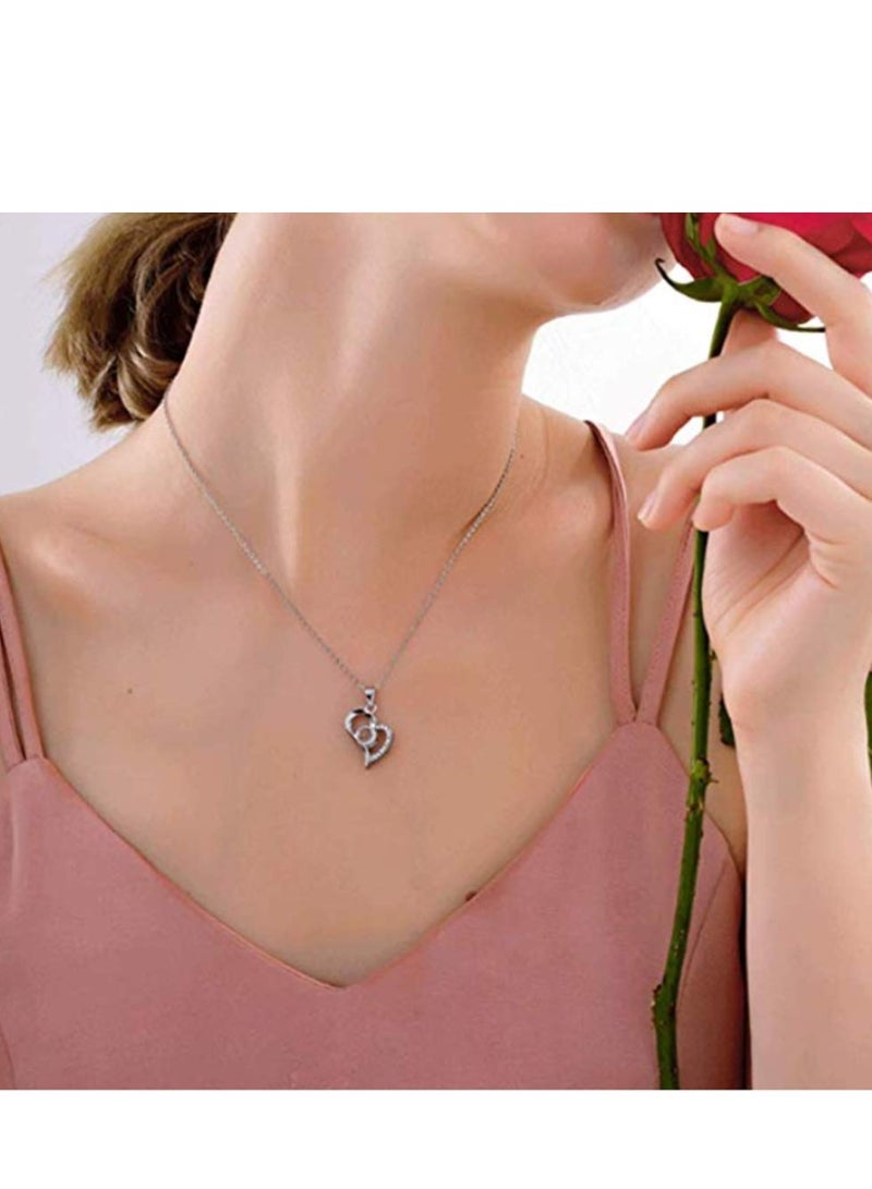 Necklace I Love You Necklace 100 Languages for Mom Wife Mother's Day Necklace,A-Silver - Image 4