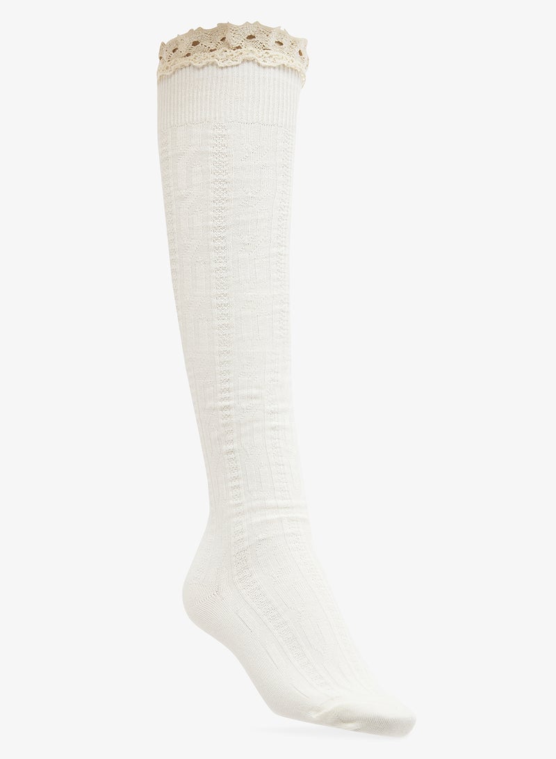 جينجر جوارب فوق الركبة بتفاصيل دانتيل - Image 1