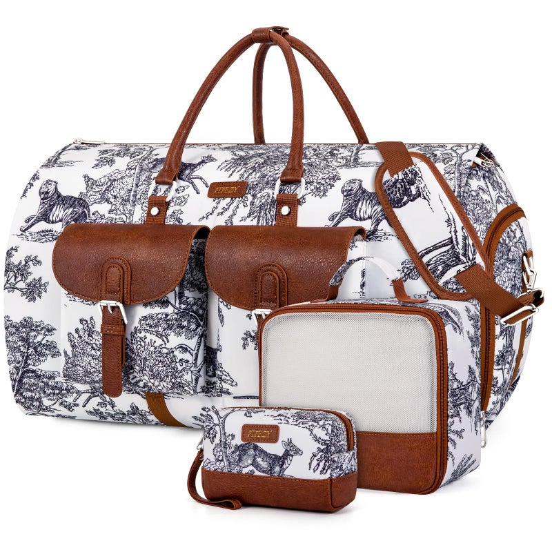 ITIEZY Garment Duffel Bag for Travel Convertible Carry on Garment Duffel Travel Bag for Women Men Large Weekender Bag with Shoes Pouch 2 in 1 Hanging Suit Travel Duffel Bag 3pcs Set - Image 2