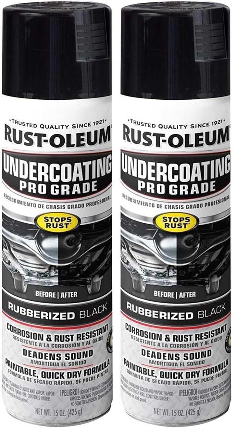 Rust-Oleum 248656 Professional Grade Rubberized Undercoating Spray, 15 oz, Black (Pack of 2) - Image 1