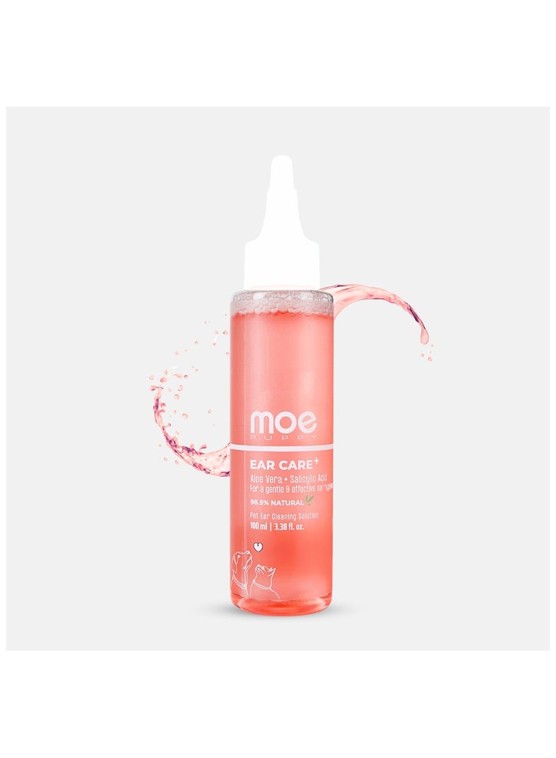 Moe Puppy Moe Ear Care Plus Ear Cleanser for Dogs and Cats | Prevents Infections, Eases Itching, Reduces Wax Buildup | Aloe Vera, Apple Cider Vinegar, Salicylic Acid (1%) | Dog Ear Cleaner Solution (Pack of 1) - Image 1