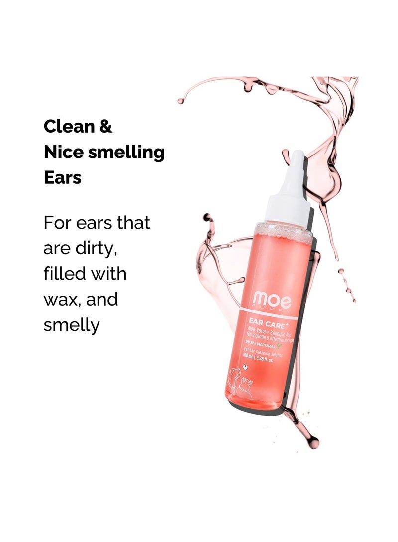 Moe Puppy Moe Ear Care Plus Ear Cleanser for Dogs and Cats | Prevents Infections, Eases Itching, Reduces Wax Buildup | Aloe Vera, Apple Cider Vinegar, Salicylic Acid (1%) | Dog Ear Cleaner Solution (Pack of 1) - Image 3