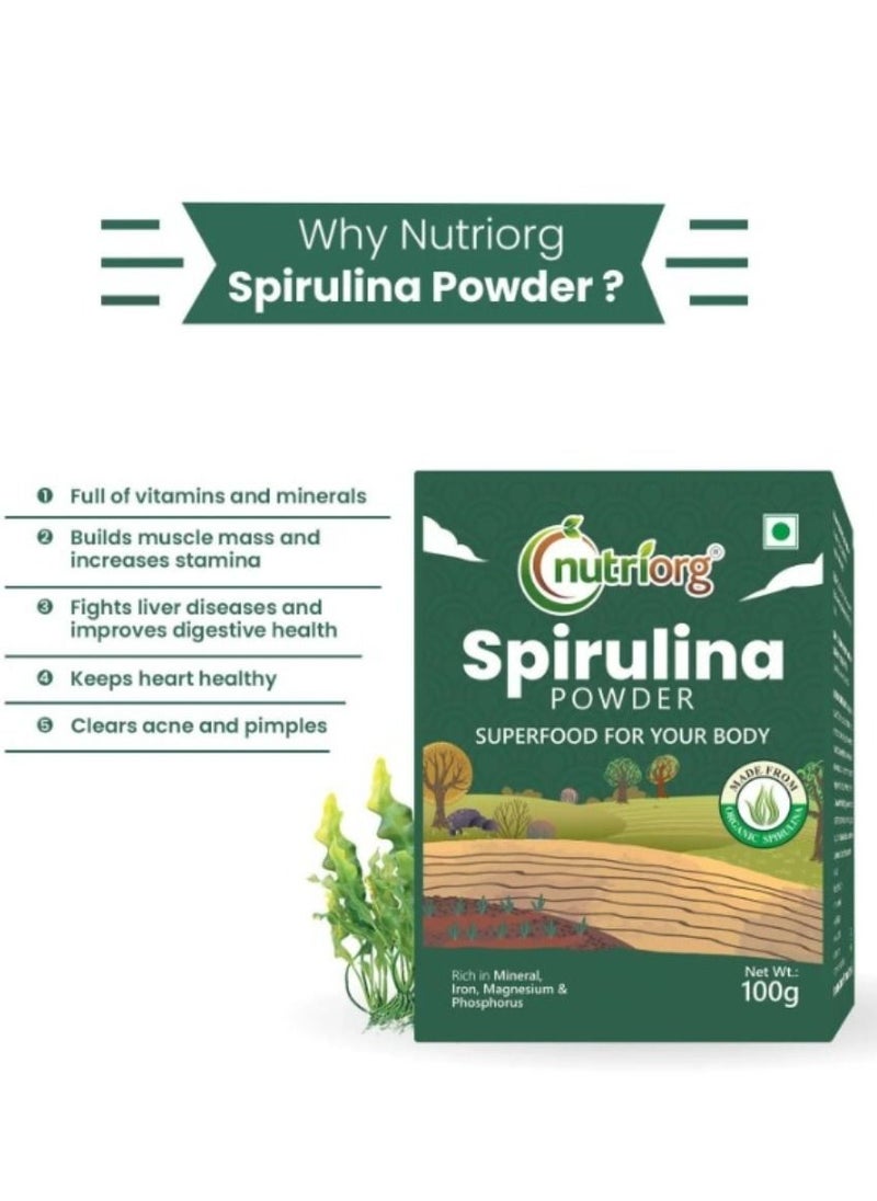 nutriorg Organic Spirulina Powder 100g Superfood, Rich in Protein, Vitamins  - Image 4