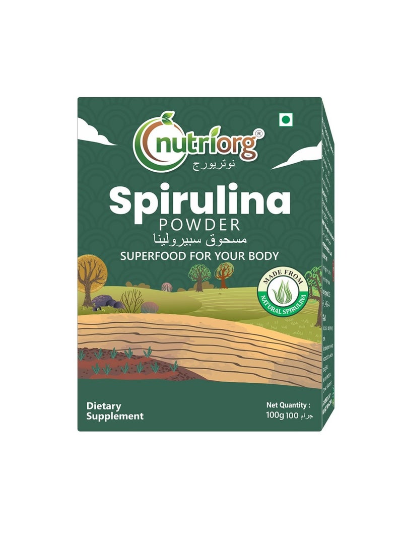 nutriorg Organic Spirulina Powder 100g Superfood, Rich in Protein, Vitamins  - Image 1