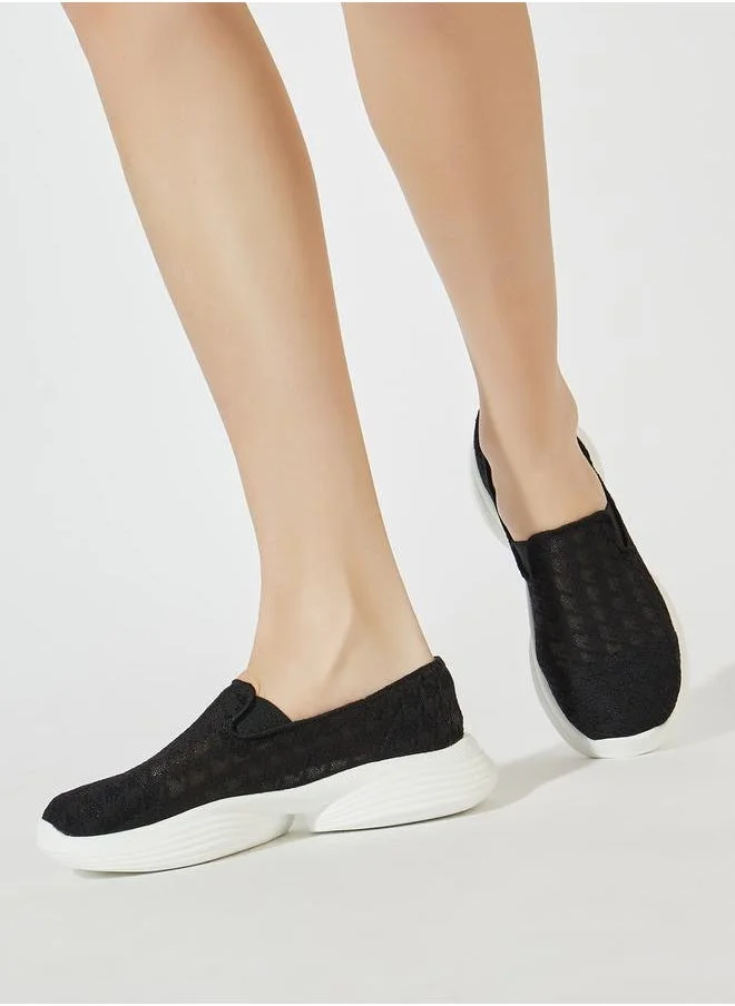 Styli Lace Round Toe Slip On Shoes