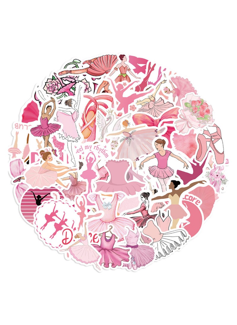 Generic - Pink Ballet Dance Aesthetic Stickers for Girls Cute Bow Ballet Dress Decals 50PCS Waterproof Vinyl Stickers for Water Bottles Laptop Scrapbook Ballerina Gifts Party Supplies - Image 1