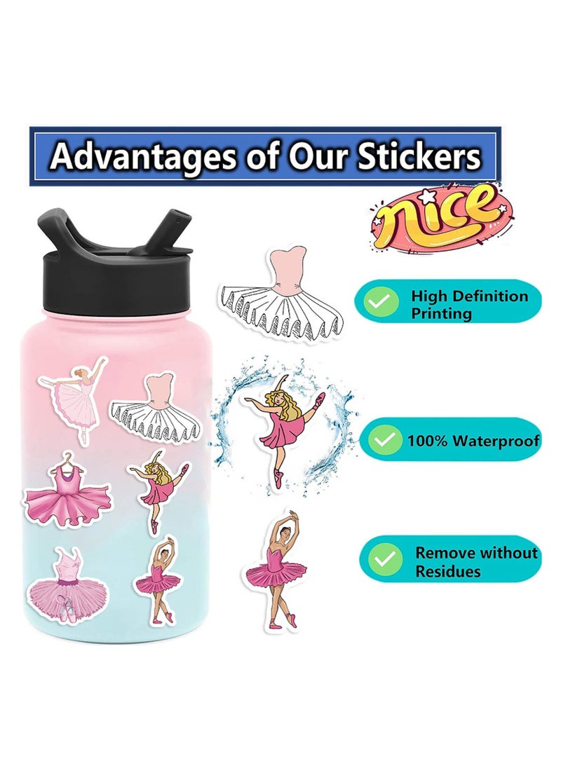 Generic - Pink Ballet Dance Aesthetic Stickers for Girls Cute Bow Ballet Dress Decals 50PCS Waterproof Vinyl Stickers for Water Bottles Laptop Scrapbook Ballerina Gifts Party Supplies - Image 1
