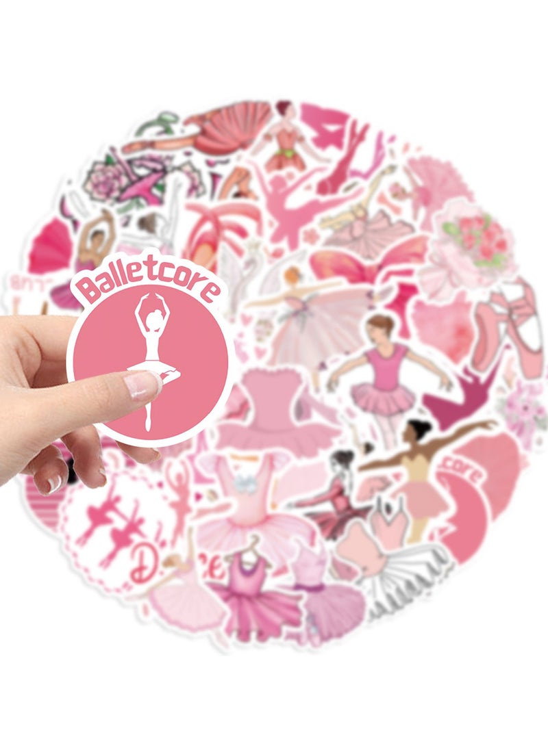 Generic - Pink Ballet Dance Aesthetic Stickers for Girls Cute Bow Ballet Dress Decals 50PCS Waterproof Vinyl Stickers for Water Bottles Laptop Scrapbook Ballerina Gifts Party Supplies - Image 1