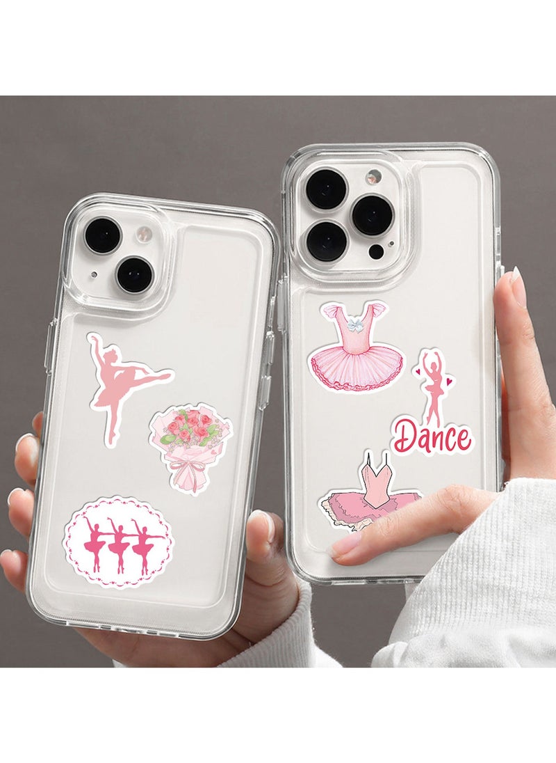 Generic - Pink Ballet Dance Aesthetic Stickers for Girls Cute Bow Ballet Dress Decals 50PCS Waterproof Vinyl Stickers for Water Bottles Laptop Scrapbook Ballerina Gifts Party Supplies - Image 1