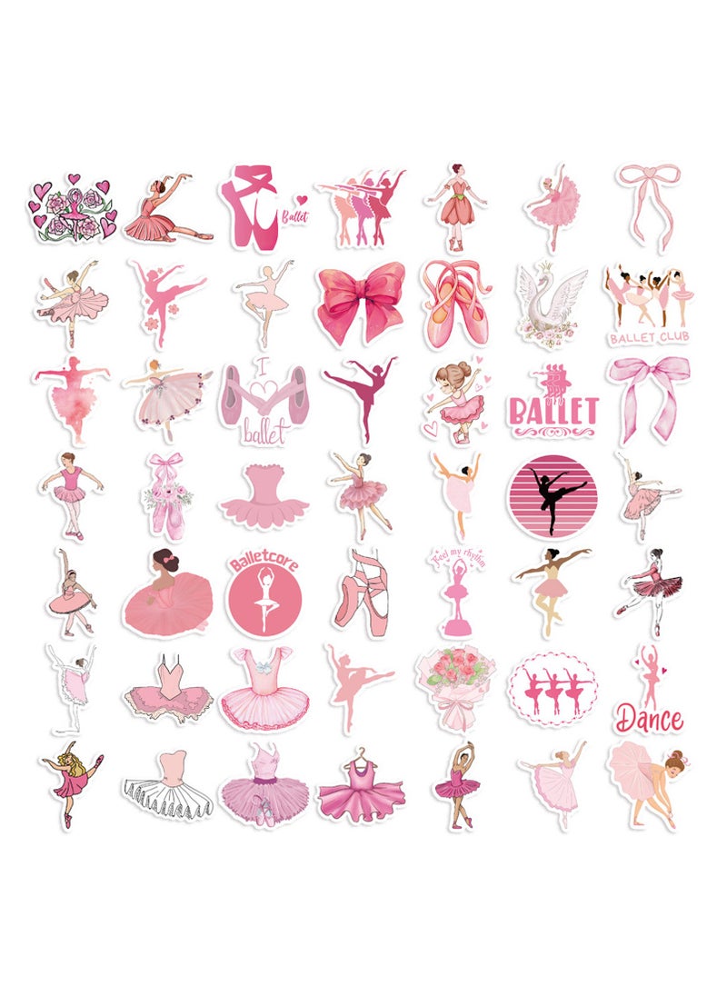 Generic - Pink Ballet Dance Aesthetic Stickers for Girls Cute Bow Ballet Dress Decals 50PCS Waterproof Vinyl Stickers for Water Bottles Laptop Scrapbook Ballerina Gifts Party Supplies - Image 1
