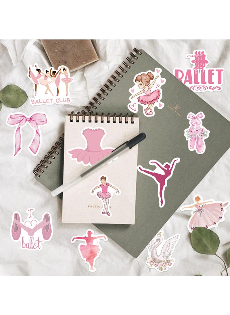 Generic - Pink Ballet Dance Aesthetic Stickers for Girls Cute Bow Ballet Dress Decals 50PCS Waterproof Vinyl Stickers for Water Bottles Laptop Scrapbook Ballerina Gifts Party Supplies - Image 1