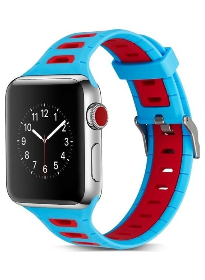 نيبمينينت سوار ساعة بلونين على شكل حرف T لساعة أبل سيريس 3 و2 و1 مقاس 38 مم أزرق/أحمر - Image 1