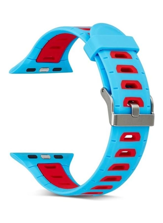 نيبمينينت سوار ساعة بلونين على شكل حرف T لساعة أبل سيريس 3 و2 و1 مقاس 38 مم أزرق/أحمر - Image 4