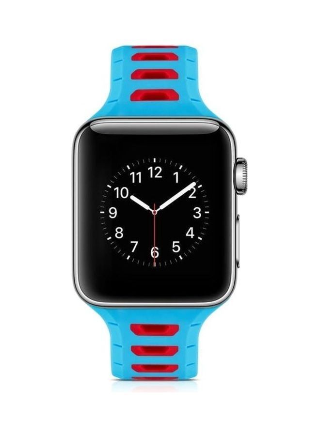 نيبمينينت سوار ساعة بلونين على شكل حرف T لساعة أبل سيريس 3 و2 و1 مقاس 38 مم أزرق/أحمر - Image 2