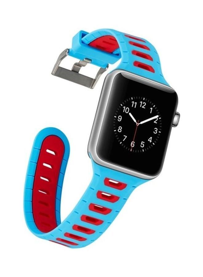 نيبمينينت سوار ساعة بلونين على شكل حرف T لساعة أبل سيريس 3 و2 و1 مقاس 38 مم أزرق/أحمر - Image 3