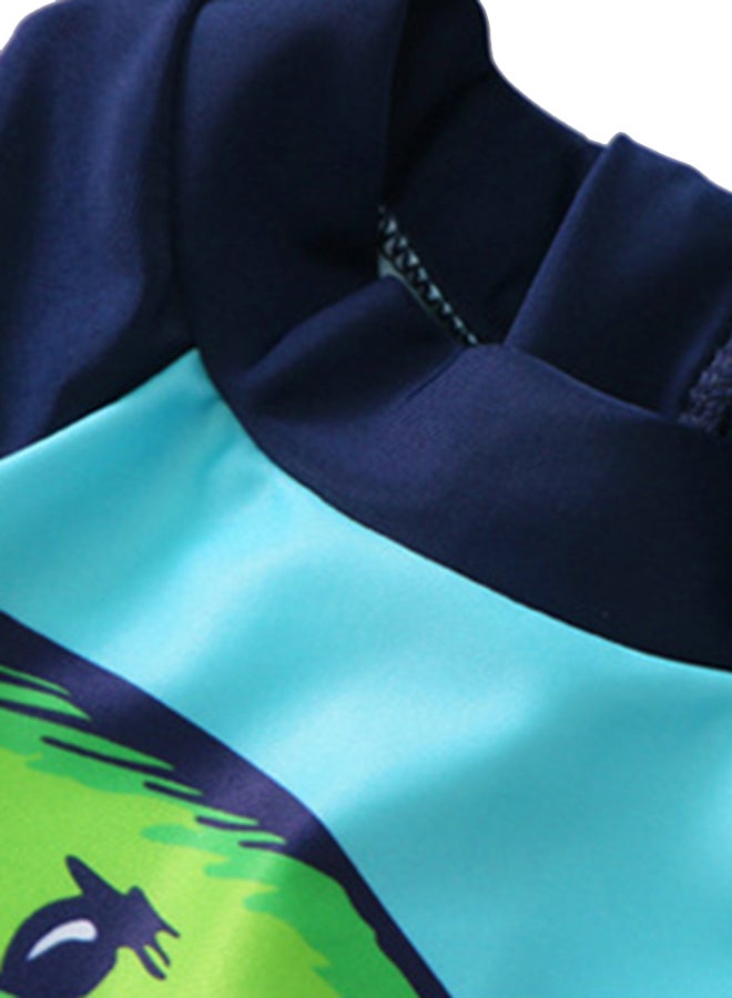 طقم لباس سباحة للأطفال من قطعتين بطبعة ديناصور أزرق / أخضر - Image 3