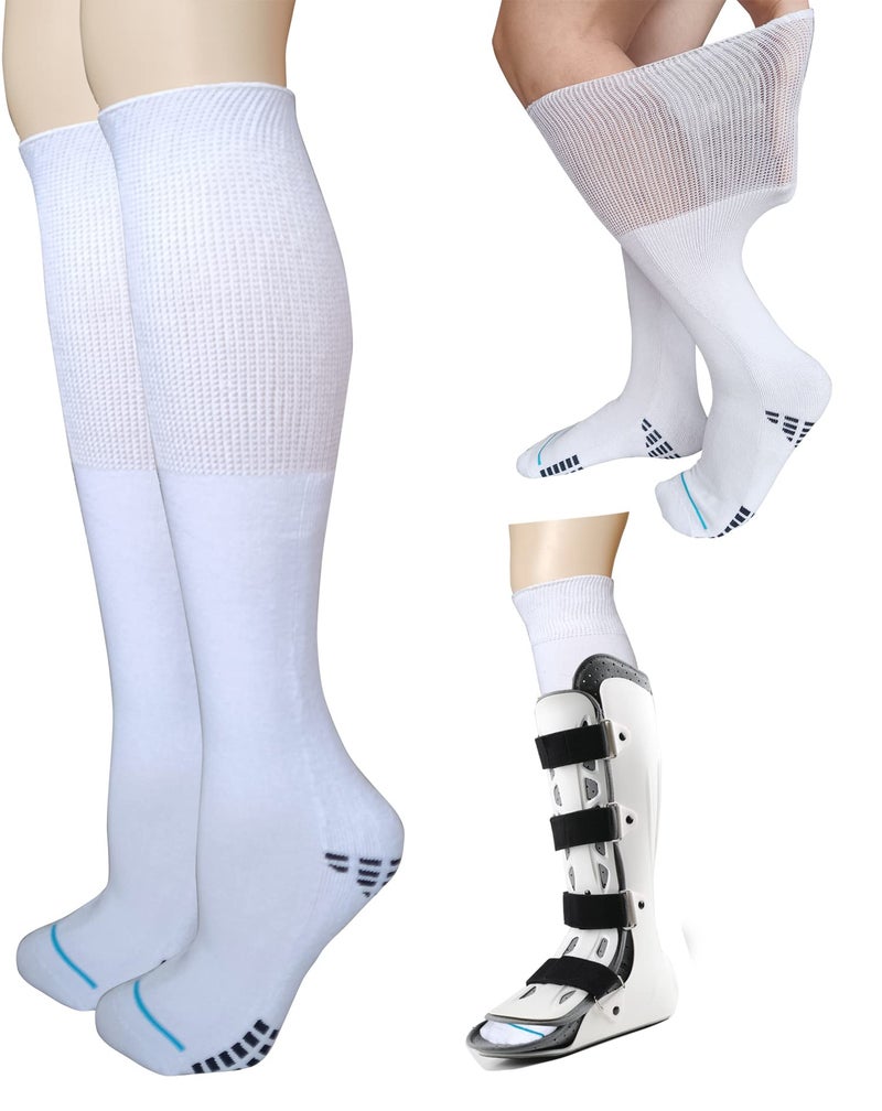 LORVVDE Replacement Sock Liner Knee High for Orthopedic Walking Boots Walker Brace,Medical Tube Socks Under Cam Walkers and Fracture Boot Air Cast Socks Surgical Leg Cover 2 Pairs - Image 1