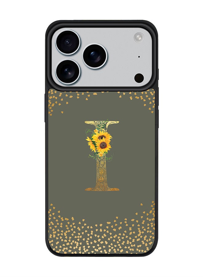 Stylizedd iPhone 17 Pro Case, [Compatible with MagSafe] Slim Magnetic cover Phone Case iPhone 17 Pro -Custom Floral Monogram - I  (Olive Green ) - Image 1