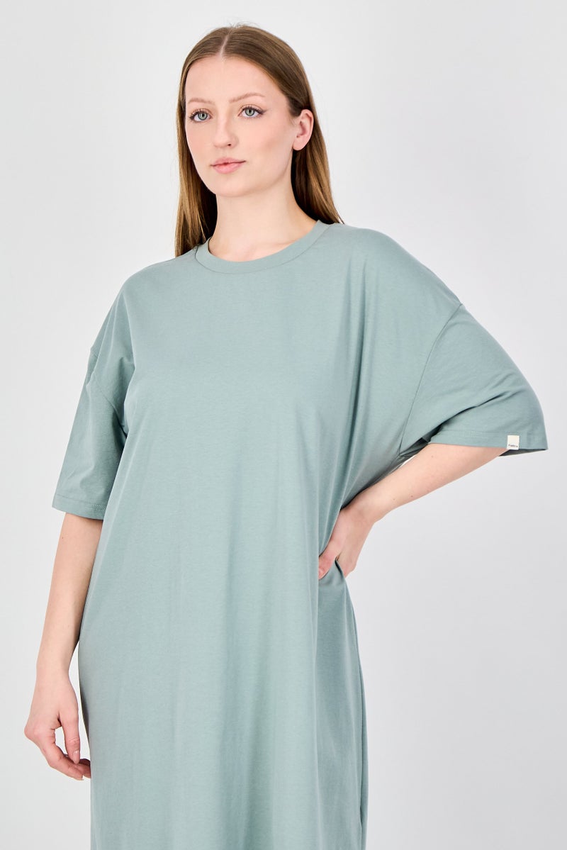 Fudo Comforts By Fudo Women Plain Maxi T-Shirt Dress, Sage Green - Image 3