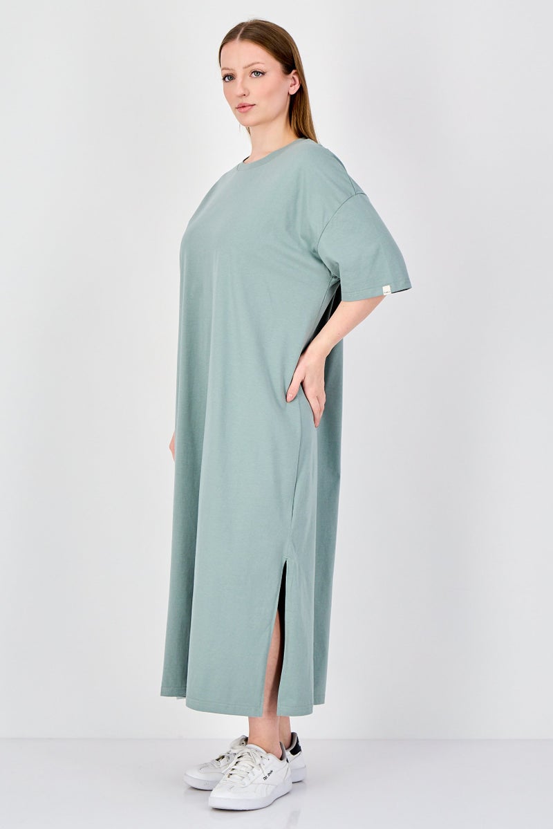 Fudo Comforts By Fudo Women Plain Maxi T-Shirt Dress, Sage Green - Image 4