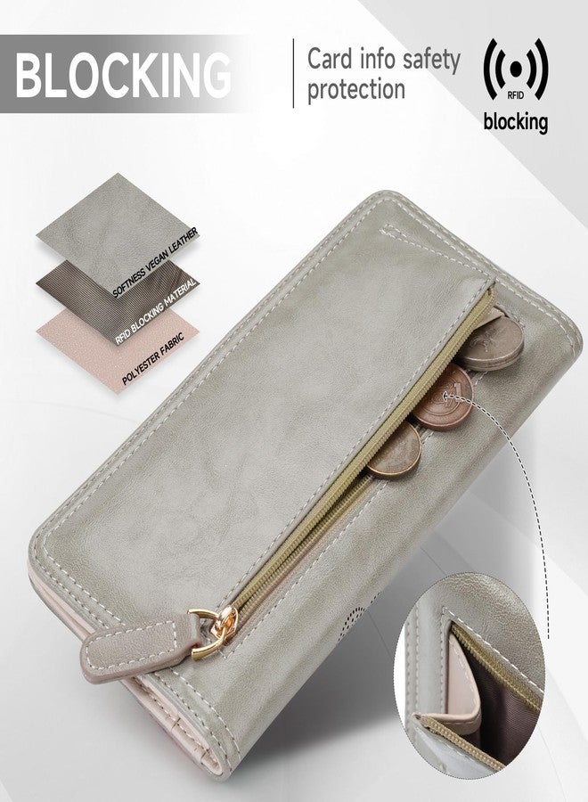 KITEVIUN RFID Wallet Women Ultra Slim Thin Womens Wallet Compact Clutch Long Ladies Wallet for Women, 07-GRAY, Modern - Image 5