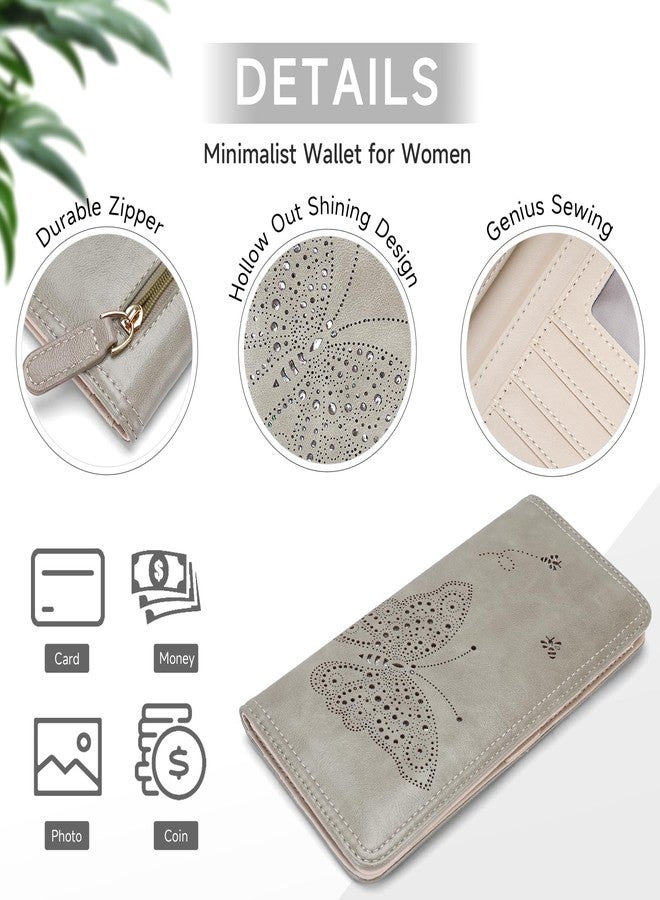 KITEVIUN RFID Wallet Women Ultra Slim Thin Womens Wallet Compact Clutch Long Ladies Wallet for Women, 07-GRAY, Modern - Image 4