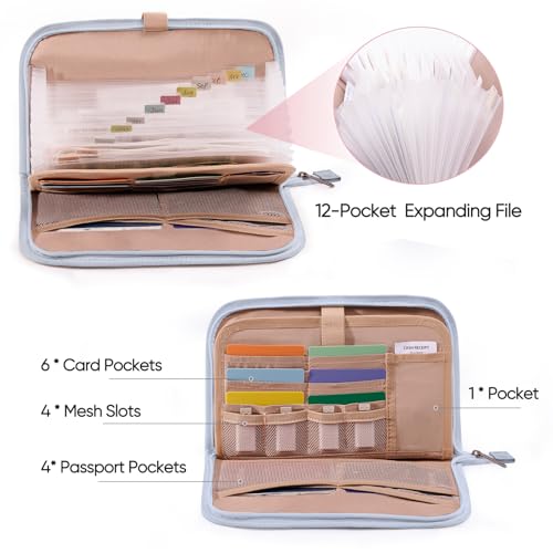 FRECOLSH Receipt Organizer with 12 Pockets 10x6 Receipt Holder Organizer - Small Accordion File Organizers - Cash Organizers for Travel, Business, Gift - Image 2