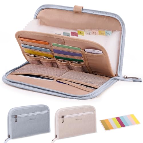 FRECOLSH Receipt Organizer with 12 Pockets 10x6 Receipt Holder Organizer - Small Accordion File Organizers - Cash Organizers for Travel, Business, Gift - Image 1