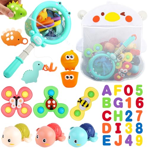 LZZAPJ Baby Bath Toys for Toddlers 13 Kid Bathtub Toy with 36 Foam Bath Letter Number Fishing Games with Fish Net Water Pool Toy with Storage Bag Shower Toy Gift for Boy Girl Infant 1 2 3 4 5 6 - Image 1
