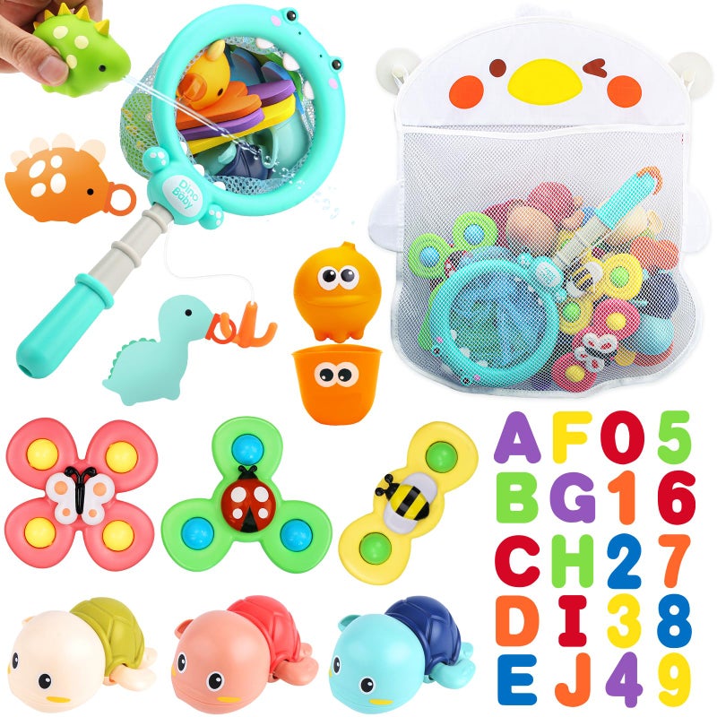 LZZAPJ Baby Bath Toys for Toddlers 13 Kid Bathtub Toy with 36 Foam Bath Letter Number Fishing Games with Fish Net Water Pool Toy with Storage Bag Shower Toy Gift for Boy Girl Infant 1 2 3 4 5 6 - Image 3