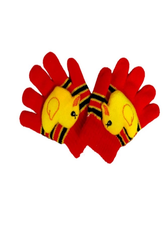 Malvina 1Pair Acrylic Woolen Winter Gloves for Baby Girls & Baby Boys Gloves (Red,1-3 Years Old) - Image 1