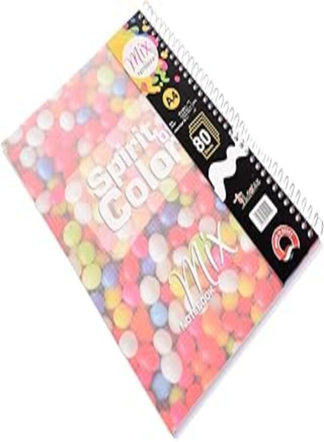 Alostaz A4-Mix High Quality Spiral Notebook 21 * 29.7 cm 80 Sheets - Multi Color