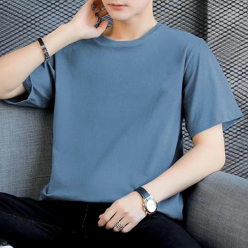 Men'S Five-Point Short-Sleeved T-Shirt Summer Men'S Fashion Brand T-Shirt Simple All-Match Solid Color Plus Size Half-Sleeved Base Shirt Ins Fashion - Image 5